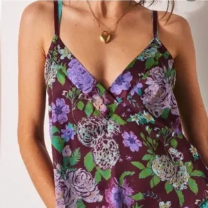 NWOT Free People Intimately It's That Simple Tank in Floral Rose Print Sz L thumbnail 1