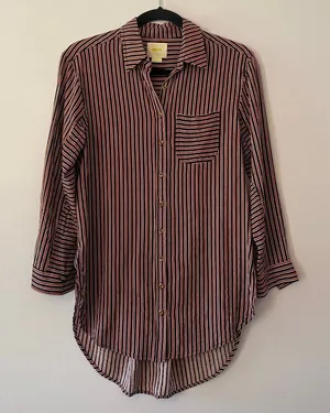 Maeve by Anthropologie Adelaide Poplin Striped Button Down Shirt Women's size XS thumbnail 1