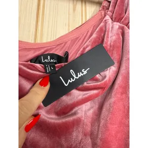 NWT Lulus Glorious Celebration Pink Velvet Off-the-Shoulder Maxi Dress Gala Sz L thumbnail 6