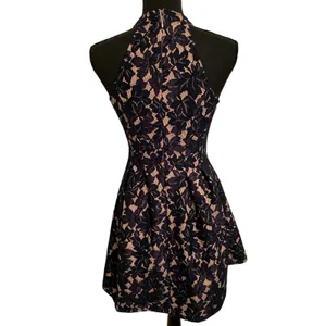 NWT - ALTAR'D STATE‎ Women's Navy Beige HALTER TOP FIT AND FLARE DRESS - S thumbnail 2