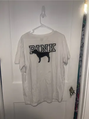PINK Victoria's Secret White Pocket Tee - Women's Casual Crew Neck - Size XL thumbnail 2