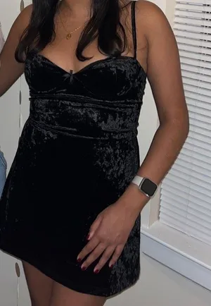 Princess Polly Black Velour Mini Dress thumbnail 2