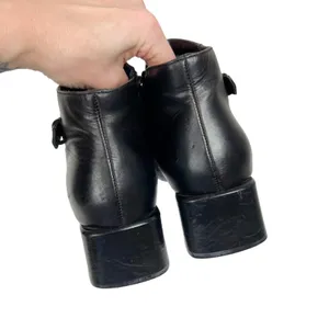 Vintage Ecco Black‎ Leather Square Toe Ankle Boots Booties Size 7 thumbnail 5