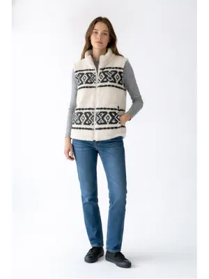 Lucky Brand Large Sherpa Fleece Zip Vest Southwestern Geometric Fair Isle Cozy thumbnail 2
