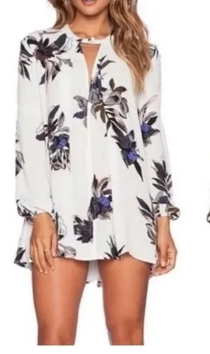 Free People Floral Mini Swing Dress Tunic White Feminine‎ Lace Party Hi-Lo Small thumbnail 1