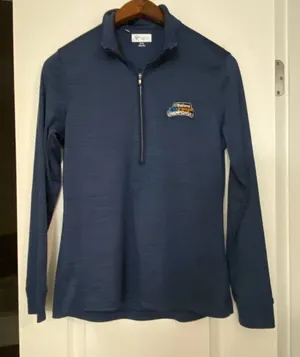 Gymshark Womens 1/2 Zip Long Sleeve Pullover Top M 36” Navy Blue PGA Jr Patch thumbnail 1