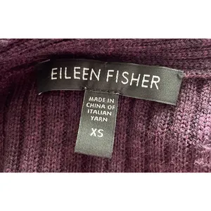 Eileen Fisher Womens XS Cardigan Sweater Purple Merino Wool‎ Ribbed Open Front thumbnail 3