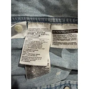 Levi's Denim Western Shirt Pearl Snap Distressed Medium Wash Classic Small thumbnail 8