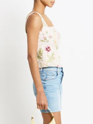 NWT Few Moda Halley Linen Corset Top size 4 palace garden floral kourt Tibi thumbnail 3