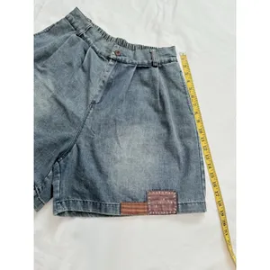 Vintage High Waisted Denim Shorts Pleated Acid Wash Patchwork Boho Jean Size M thumbnail 13