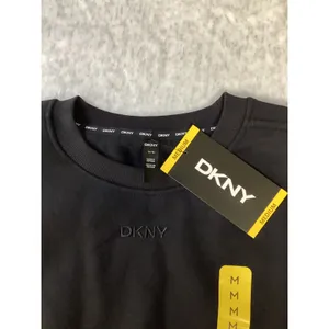 DKNY‎ Sport Womens Hi-Lo Sweatshirt Black Crew Neck Pullover DPMT1677 Medium NWT thumbnail 2