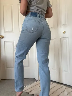Abercrombie and fitch light wash high waisted straight leg ripped jeans US 25 thumbnail 2
