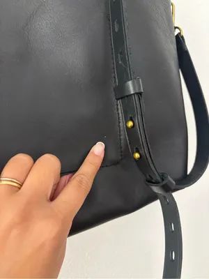 Madewell The Foldover Transport Tote in black leather thumbnail 6