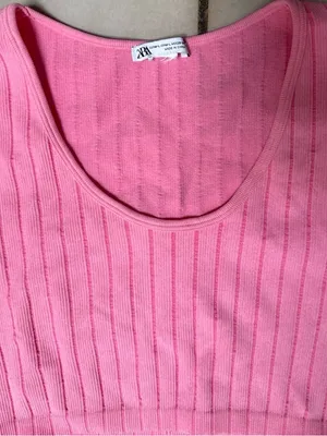 Brand New Zara SEAMLESS TOP Pink Size Large thumbnail 6