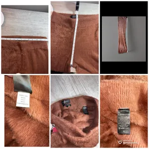 Carbon38 Fuzzy Eyelash Flare Lounge Pants in Cappuccino Brown Small Cozy Knit thumbnail 9
