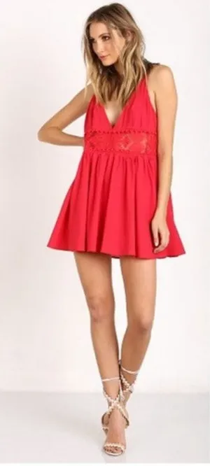 Jetset Diaries Grazie Red Lace Mini Dress XS NWT Backless‎ Scallop Party thumbnail 1