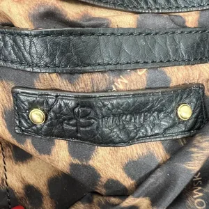 B. Makowsky Large Hobo Shoulder Bag Black Pebbled Leather Studded Gold Hardware thumbnail 9
