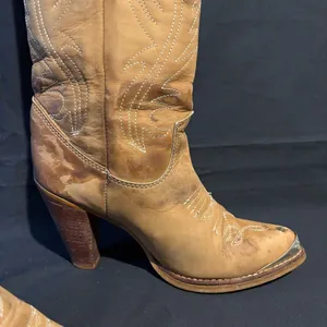 Vintage Zodiac USA Embroidered Tan Western Cowgirl Knee High Boots size 7 thumbnail 4