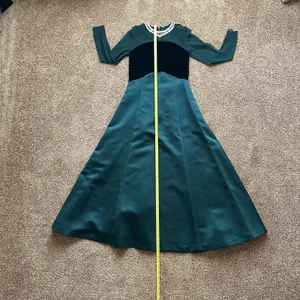 Nah Nah Evening Maxi Formal Gown 6 Green Beaded Velvet Bodice Glam Regal thumbnail 6