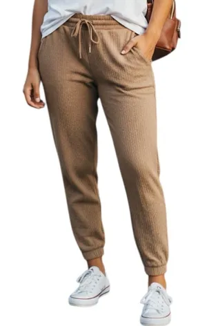 One Step Up Textured Tan Joggers | XL High-Waist Neutral Track Pants thumbnail 1