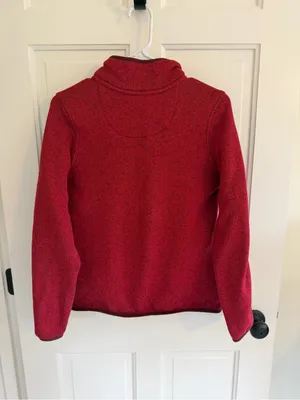 L.L.Bean Sweater Fleece Pullover Snap Neck Burgundy Heather Women’s M thumbnail 5