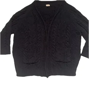 Anthropologie POL Women's Black Chunky Cable Knit Open Front cardigan Size‎ M thumbnail 2