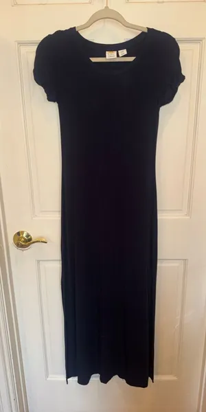 Classic navy Short-Sleeve Maxi Dress - Women's thumbnail 1