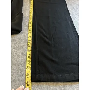 Black Linen Blend Pull On Elastic Waist Wide Leg Pant M, Shein Classic EzWear thumbnail 7