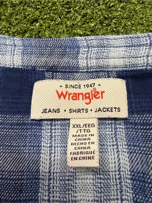 Wrangler Babydoll Plaid Blue White Western Shirt Popover V-Neck Flannel XXL‎ thumbnail 6