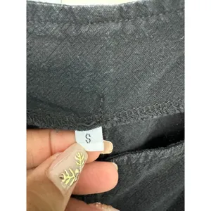 Fashion Black Cotton Linen Blend Pockets Adjustable Shorts Overalls Romper S thumbnail 6