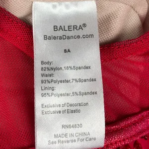 Balera Red Dancewear Sequin and Mesh Long Sleeve Biketard Romper thumbnail 10