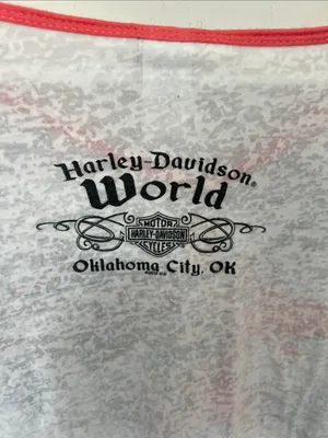 Harley Davidson Stripe Sleeve Oklahoma City OKC womens top, size Medium ^ thumbnail 6