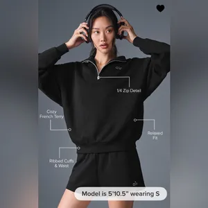 ALO Yoga NWT Accolade 1/4 Zip Pullover Black Size L thumbnail 3