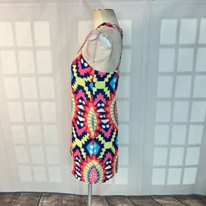 Annie Griffin silk kaleidoscope colorful summer dress size medium thumbnail 7