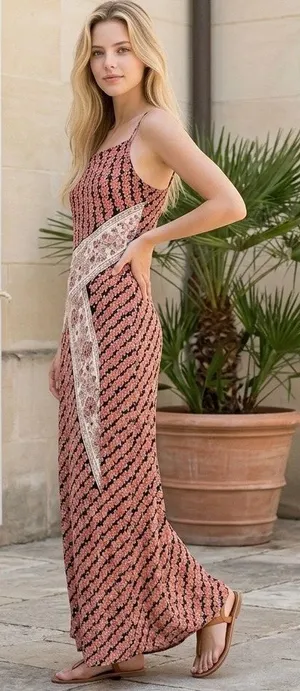 Vintage Nolita Patchwork Beaded Floral Maxi Dress Womens Small Y2K Fairy Grunge thumbnail 1