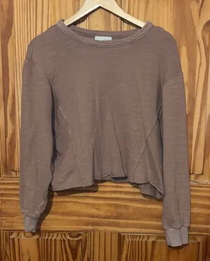 Universal Thread Goods Casual light Brown Women's Crewneck cropped sweatshirt thumbnail 1