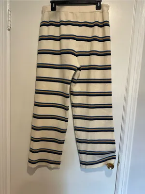 EUC Heavyweight Knit Striped Sweater Pants Sz:XL Pull-On Wide Leg lounge Ribbed thumbnail 2