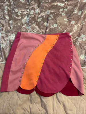 NWOT Blushing Brunette Colorblock Halter Neck Faux Suede Studded Skirt Set Sz XL thumbnail 5