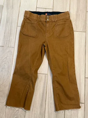 High-Rise Cropped Jeans in Chestnut Brown thumbnail 3
