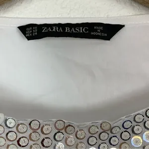 Zara‎ Basic Silver Sequin Crop Top Party Sparkly Glam Festival XS thumbnail 5