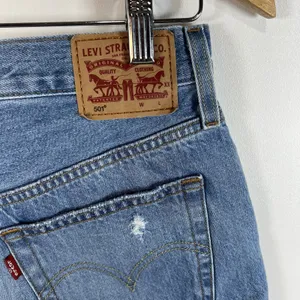 Levi's Women's 501 Light Wash Button Fly Distressed‎ Jean Shorts Sz 28 Boho thumbnail 5