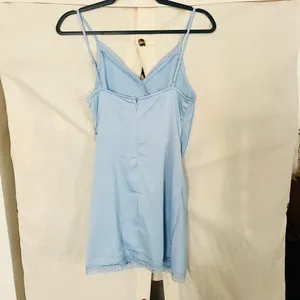 Urban Outfitters UO Margaux Blue Satin Lace Trim Slip Dress thumbnail 5