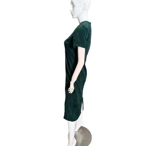 Country Wear Petite Casuals Green Faux Suede Embroidered Midi Sheath Dress PM thumbnail 4