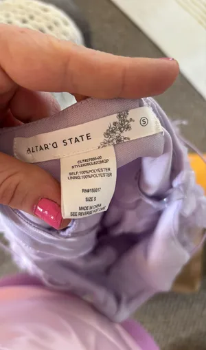 Altar'd State Aurora Purple 3D Floral Babydoll Mini Dress Embellished Lavender thumbnail 6