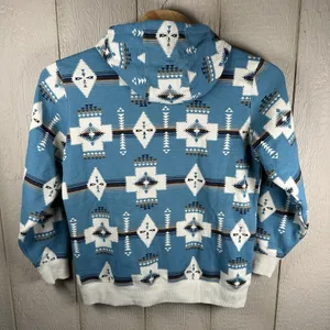 Ariat Logo 2.0 Printed Hoodie Womens Large Blue Aztec Pullover 10062292 thumbnail 4