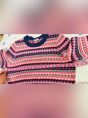 J. Crew Knit Pink Heart Winter Patterned Crewneck Sweater Size M thumbnail 5