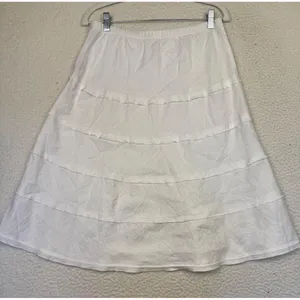 Soft Surroundings Skirt‎ Womens Small White Linen Tiered A-Line Beach Western thumbnail 2