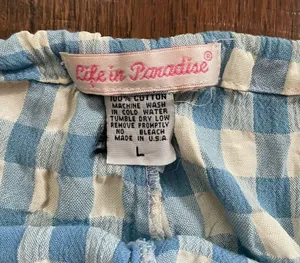 LIFE IN PARADISE drawstring gingham pants, size L Size L thumbnail 3