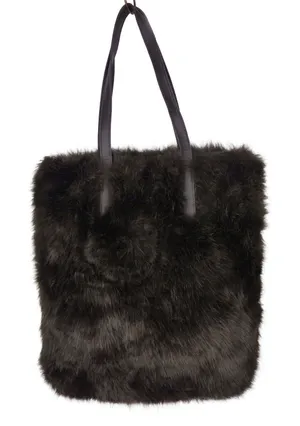 Urban Outfitters Brown Faux Fur Tote Bag Y2K Shoulder Purse Large Fuzzy Grunge thumbnail 1