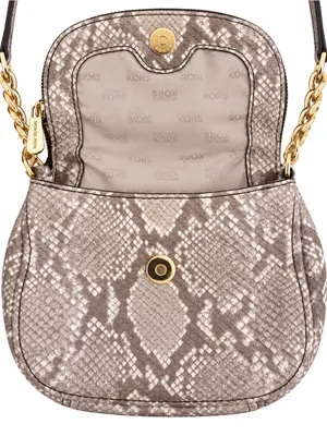 Michael Kors Leather Snakeskin Embossed Bedford crossbody Bag Zip Flap EUC thumbnail 3